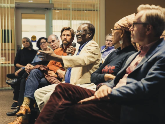 Attendee asking a question during keynote