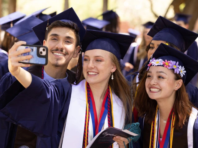 Graduates at commencement ceremony